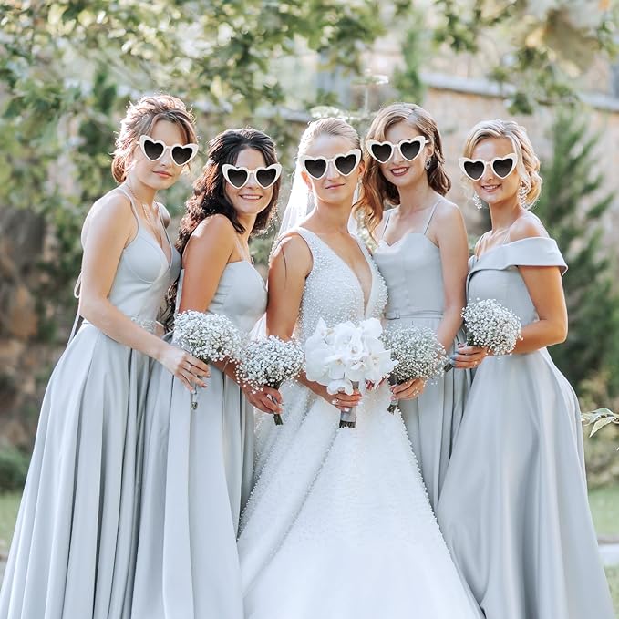 4/6/8/10/12 Pack Bachelorette Sunglasses Heart Sunglasses Vintage Heart Shaped Glasses for Women Bridal Party Wedding