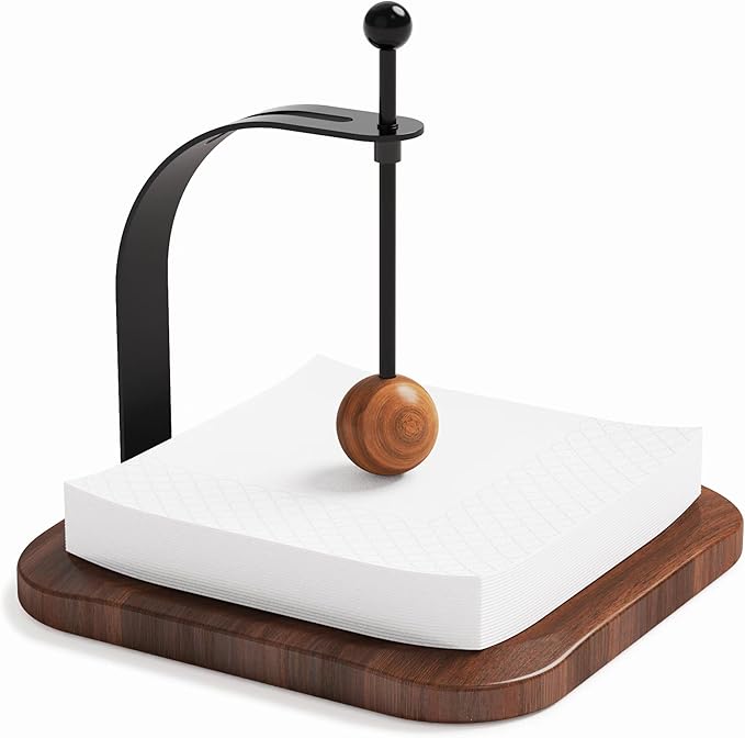 Walnut Wood Napkin Holder for Table,Elegant Wooden Square for Table Dispenser with Weighted,Suitable for Kitchen Restaurant Bar Office Parties Home Décor Hotel Cafe (Walnut)