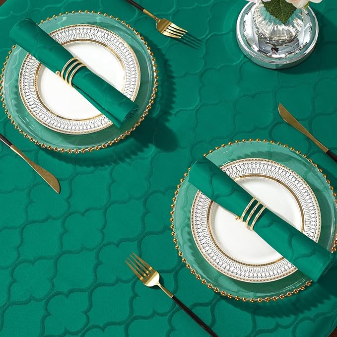 SASTYBALE Rectangular Jacquard Cloth Napkins Square 20 x 20 Inch Set of 4, Flower Pattern Polyester Napkin Spill Proof Wrinkle Resistant Dust-Proof Napkin for Kitchen Dining Tabletop (Green)