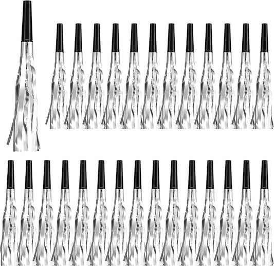 200 Pcs Party Blowers Noise Makers Horns Blowout Clappers Noisemakers for Halloween Christmas Birthday Sporting New Year's Eve Party Supplies 2026(Black Silver)