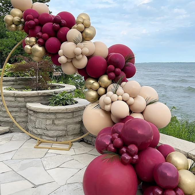 90pack Burgundy Balloons Different Size 18/12/10/5 Inch Maroon Balloon Garland Arch Kit for Graduation, Thanksgiving Day, Autumn Fall Theme Party, Wedding, Birthday Decorations