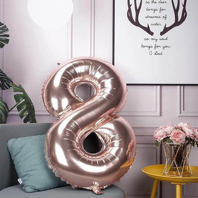 Rose Gold 18 Number Balloons Big Giant Jumbo Large Number 18 Foil Mylar Balloons for Girl 18th Birthday Party Decorations