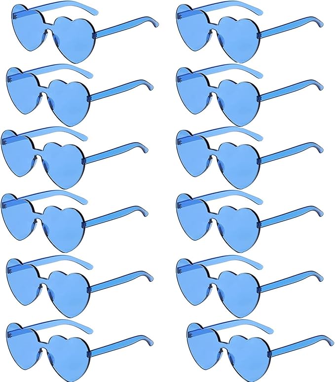 LEFIMOT 12 Pairs Heart Sunglasses for Women Heart Shaped Sunglasses Bulk Colorful Heart Glasses for Party Favor