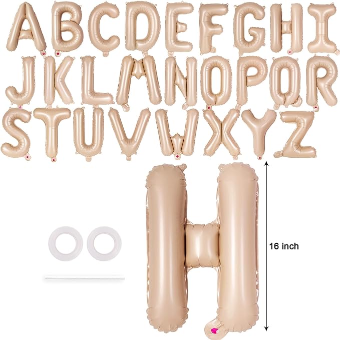 26 Pcs Caramel Letter Balloons,16 Inch Foil Alphabet Letter Balloons,Letter A-Z Balloon Banner Custom Phrase Balloon for Birthday Party Wedding Anniversary Decoration (Caramel 26pcs)