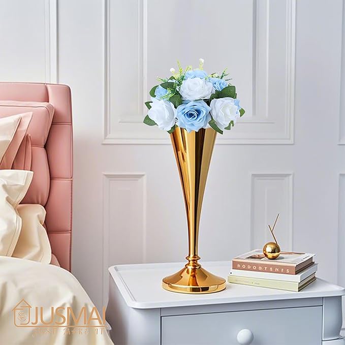 Artificial Flowers Ball 4 Pcs Light Blue White Flowers Wedding Table Centerpiece Table Decorations Flower Arrangement for Table Flowers centerpieces Wedding Flowers Wedding centerpieces