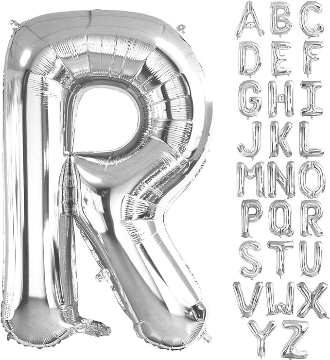 Lovoir 40 Inch Large Silver Letter R Balloons Big Size Jumbo Mylar Foil Helium Balloon for Birthday Party Celebration Decorations Alphabet Silver R
