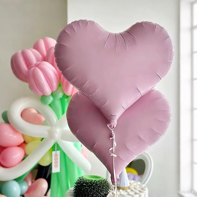 Pink Heart Balloons,24Inch Large Baby Pink Heart Foil Balloons for Valentine's Day Birthday Wedding Baby Shower Anniversary Party Decorations