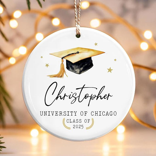 Personalized Graduation Christmas Ornaments 2025, Class of 2025 Gifts for Senior Students, College, University, Graduation Ornament Gift, Grad Keepsake, Masters Degree, Gifts for Women Men