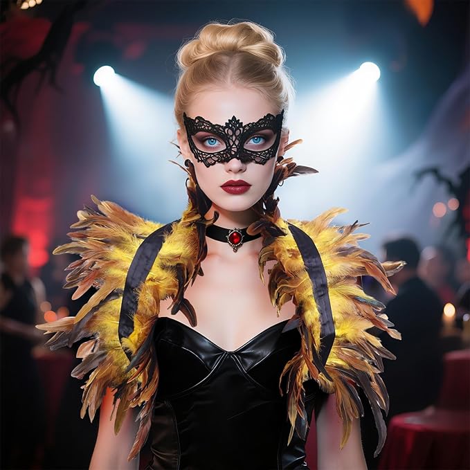 Gothic Natural Feather Shrug Feather Shawl Wrap Cape Victorian Collar for Halloween Cosplay Party Costume Accessories