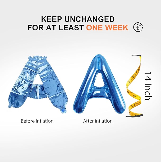Letter Balloons 16 Inch Mylar Foil Alphabet Letter A-Z Balloons Set for Anniversary Birthday Party Decoration Banner Custom Phrase 53 Pieces (Blue)