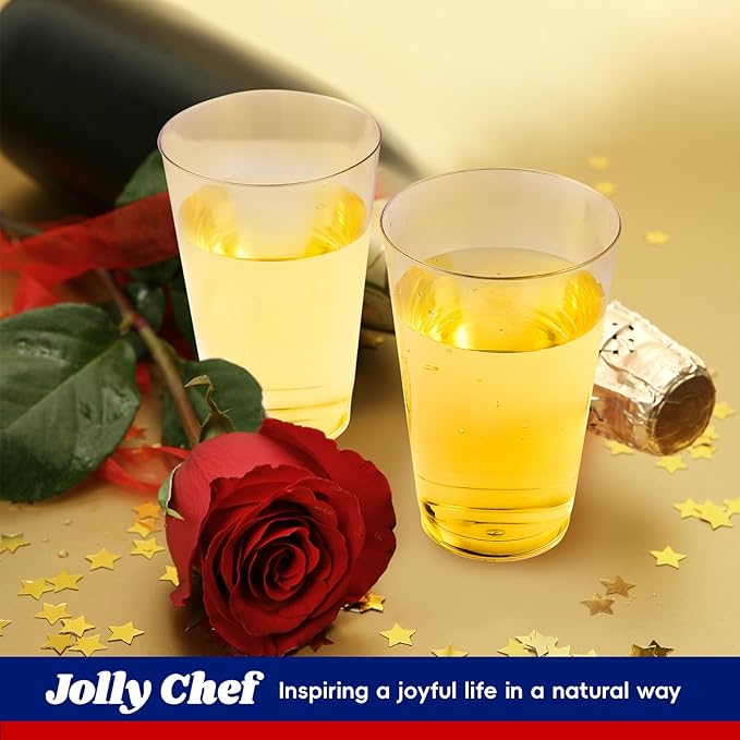 JOLLY CHEF 14 oz Clear Plastic Cups, 50 Pack Heavy-duty Party Glasses, Disposable plastic cups for wedding Cocktails Tumblers, Ideal for Halloween, Christmas, and Thanksgiving Parties