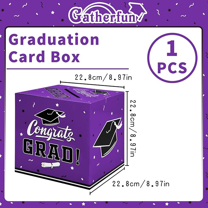 Gatherfun Graduation Party Decorations Graduation Box Graduation Card Box for Graduation Gift Graduation Party Favors Decor Party Supplies Purple