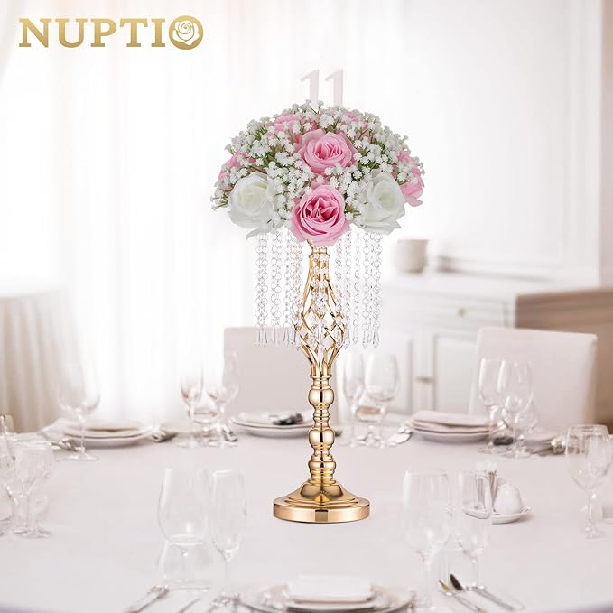 NUPTIO Baby Breath Flower Balls: 2 Pcs 8.6 inch Diameter Pink Artificial Rose Fake Arrangement Bouquet Wedding Centerpieces Event Party Tables Decorations
