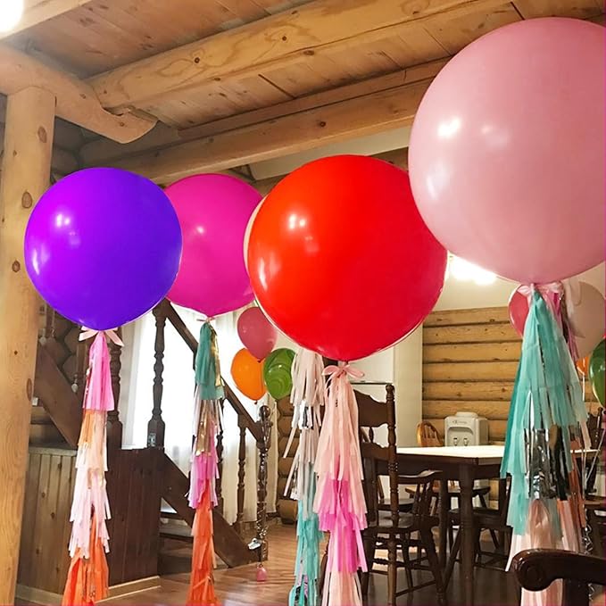 KAWKALSH Assorted Rainbow Giant Balloons 36 Inch, 9pcs Jumbo Multicolor Large Round Latex Balloon for Birthday Baby Shower Wedding Party Decorations
