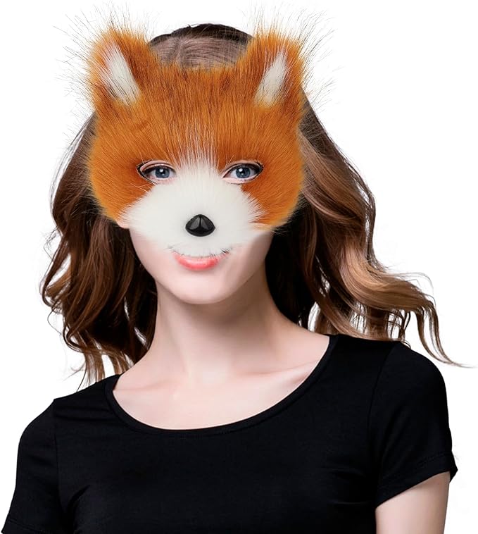 Animal Fox Wolf Mask Halloween Party Cosplay Costumes Props Plush Cat Half Face Masks Carnival Christmas Masquerade