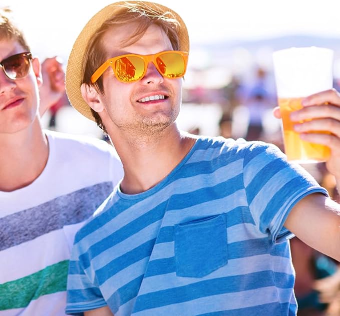 10/20 Pack Colored Sunglasses Mirrored Lens Bulk Party Glasses Classic Eyewear Birthday Beach Pool Unisex Adults