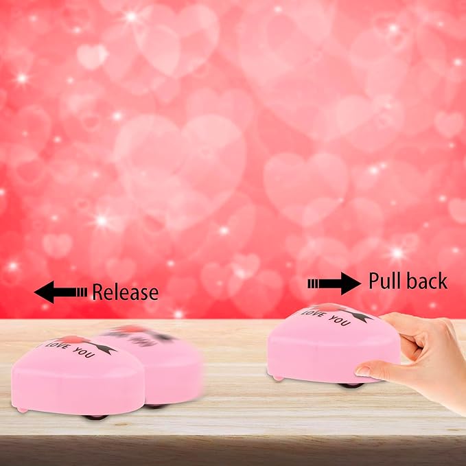 Small Pull Back Toy Cars Set,Mini Racing Vehicles for Holiday Birthday Party Favors,Goodie Bag Stuffers,Classroom Prizes,Bulk Toys for Kids,Girls,Boys(Valentine Day Heart Shape I Love You Gift)12 Pack