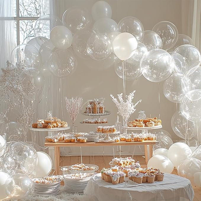 PartyWoo Balloons 100 pcs 12 Inch Transparent Bubble Balloons Bubbles for Party Decoration Graduation Bridal Birthday Baby Shower Wedding Party Decorations Clear-Y2