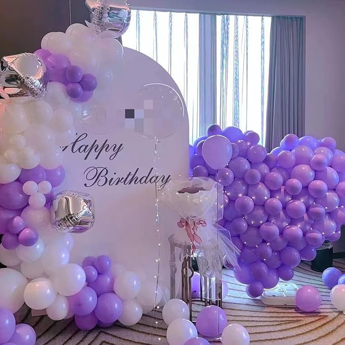KAWKALSH 200pcs Purple Balloons 5 Inch, Small Mini Latex Balloons for Party Birthday Baby Shower Anniversary Festival Arch Garland Decoration