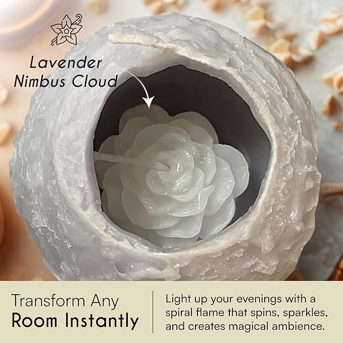 LUMINORA Unique Spiral Scented Candle | Hand-Crafted Soy Decorative Candle with Mesmerizing Spiral Burn, Twisted Wave Design & Premium Gift Box | Nimbus Cloud | Lavender Scent |