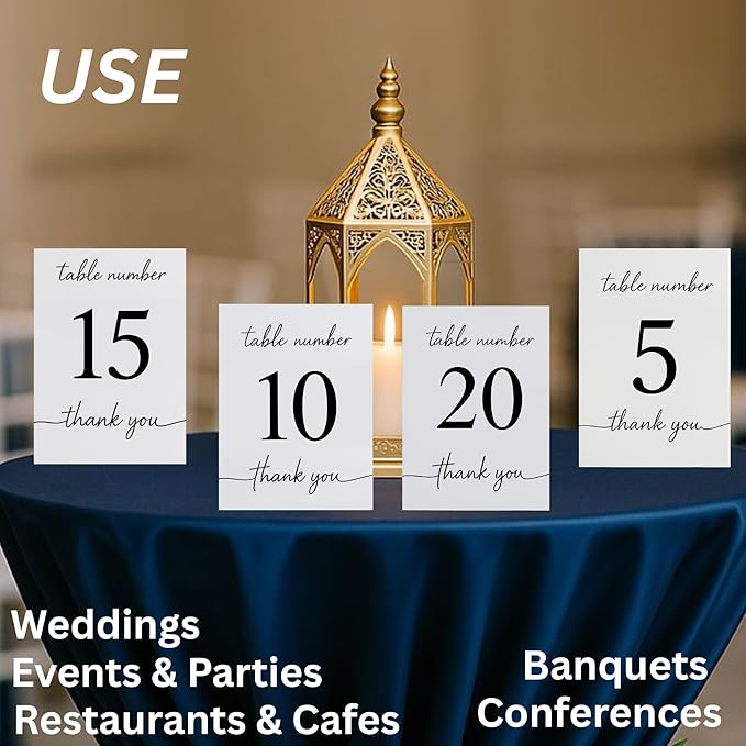 Wedding Table Numbers 1-10, Double-Sided Printed on Premium Cardstock – Elegant Event Table Signs for Receptions, Parties, Banquets & Restaurants