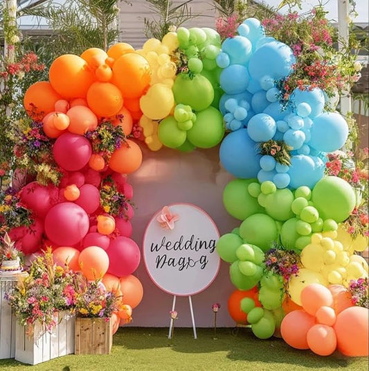 Hot Pink Orange Blue Balloon Garland Double Stuffed Pink Green Yellow Peach Teal Balloon Arch Kit Colorful Balloons for Birthday Baby Shower Wedding Bridal Tropical Hawaiian Flamingo Luau Party Decor