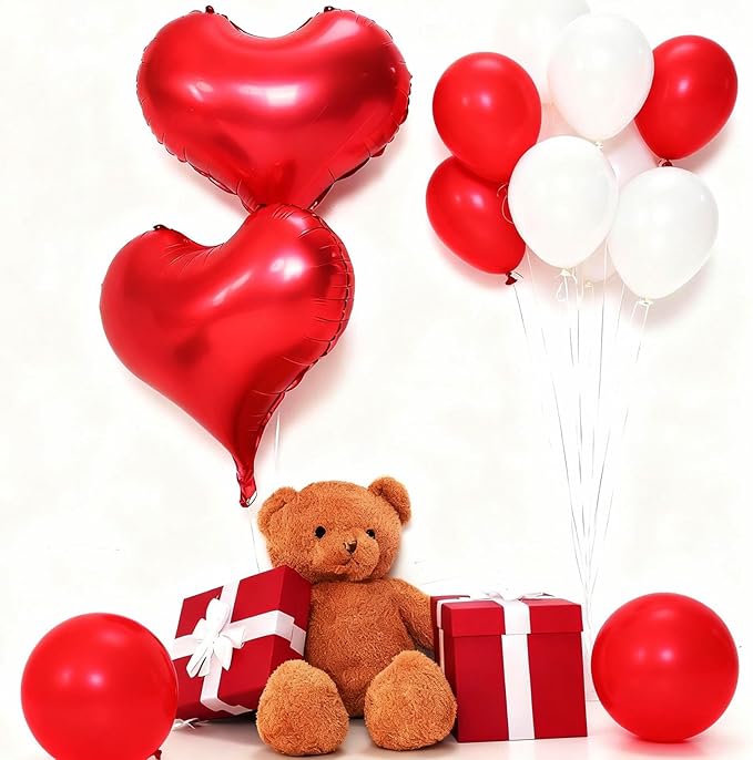 Red Heart Balloons,24Inch Large Red Heart Foil Balloons for Valentine's Day Birthday Wedding Baby Shower Anniversary Party Decorations
