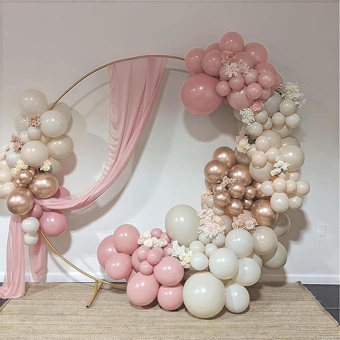 Dusty Pink Balloon Arch Kit, Boho Retro Blush Pink Champagne Gold White Latex Helium Party Balloons Garland for Girls Women Bridal Baby Shower Neutral Wedding Engagement Birthday Party Decorations