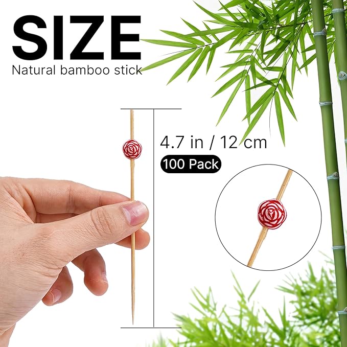 PuTwo Cocktail Picks Sicks for Sandwich Appetizer Decorative Drinks Picks-100ct, 4.7" in 100 Counts, Colors may vary