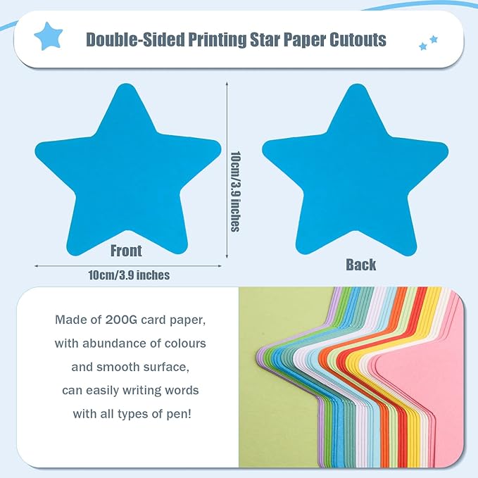 360 Assorted Color Paper Star Cut-Outs & Shapes - Accent Die-Cuts for Classroom Decor, Teachers, Kids DIY Craft Projects & Back to School Bulletin Board Decorations