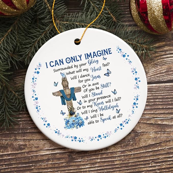 Religious Themed Christmas Ornaments, Nativity and Jesus Christ Decorations (Inspirational Jesus Religious Quote and Cross Ornament)