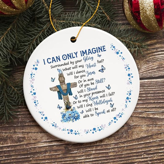 Religious Themed Christmas Ornaments, Nativity and Jesus Christ Decorations (Inspirational Jesus Religious Quote and Cross Ornament)