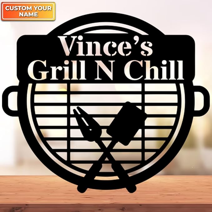Custom Name BBQ Metal Sign, Personalized Metal Bbq Sign Dad's Bbq Sign Beer & Bbq Grilling Gifts Father's Day Gift Husband Birthday Gift Backyard Decor Gift For Dad
