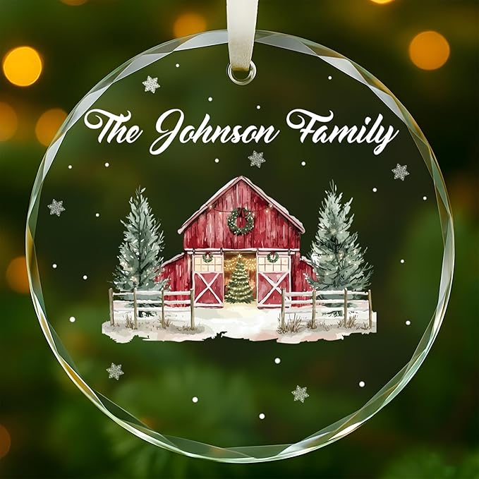 Personalized Crystal Christmas Ornaments with Photo, Custom Christmas Photo Tree Glass Ornaments, Elegant Crystal Keepsake for Family, Couples, Weddings & Christmas 2025 Gifts (#PGO09)