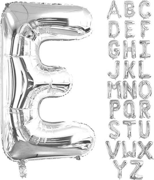 Lovoir 40 Inch Large Silver Letter E Balloons Big Size Jumbo Mylar Foil Helium Balloon for Birthday Party Celebration Decorations Alphabet Silver E