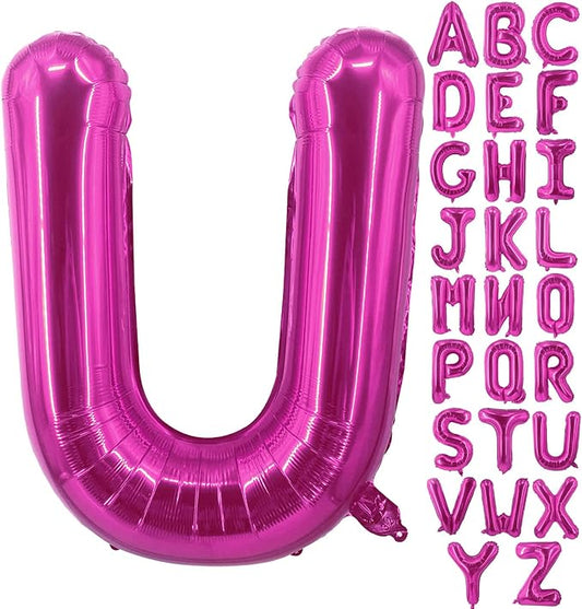 Lovoir 40 Inch Large Hot Pink Letter U Balloons Big Size Jumbo Mylar Foil Helium Balloon for Birthday Party Celebration Decorations Alphabet Hot Pink U