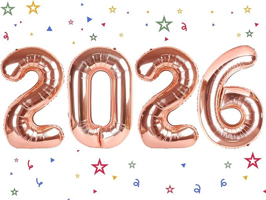 2026 Balloon - Rose Gold Birthday Number Balloons, 40 Inch Large Foil Balloons for Men Women Boys Girls Rose Gold Themed Birthday Decorations，Number 2026 Balloon
