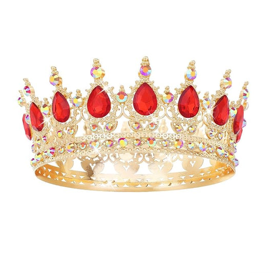 Red Crown for Women Crystal Tiara and Queen Crown for Girl Wedding Headband for Bride Hair Accessories for Costume Birthday Party Cake Decoration Prom