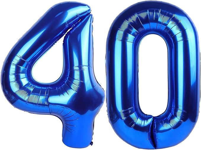 Giant Navy Blue 40 Balloon Number 40 Inch, 40 Number Balloons Birthday Supplies, 40 Year Old Birthday Party Celebration, 40 Balloons Graduations Anniversary Decorations