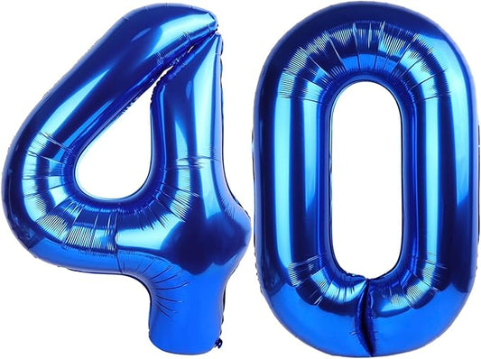 Giant Navy Blue 40 Balloon Number 40 Inch, 40 Number Balloons Birthday Supplies, 40 Year Old Birthday Party Celebration, 40 Balloons Graduations Anniversary Decorations