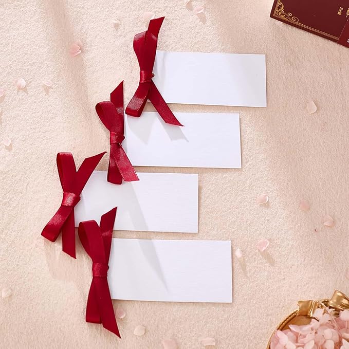 60pcs Name Cards for Table Setting,1.77x 3.74inces Place Cards, Wedding Place Cards.Wedding Name Tags.Present Tags with String Attached.and Reserved Signs for Wedding Seating.(Wine Red)