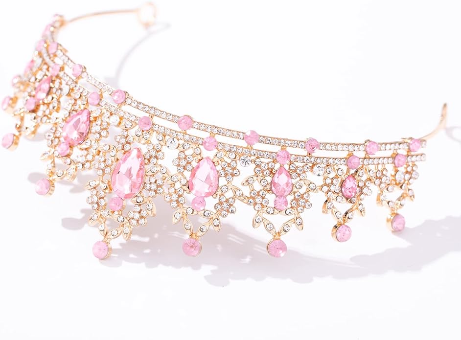 FORSEVEN Crystal Tiaras for Women, Wedding Tiaras and Crowns for Women Tiaras for Birthday Party Princess Crown Hair Accessories Bride Rhinestone Halloween Decorations Headband