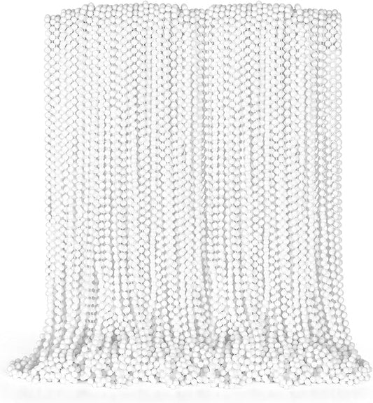 72PCS Bead Necklace, White Beaded Necklace Party Favors Bulk, 33" Mardi Gras Beads Necklaces, Festival Parade Throw Accessories for Baby Shower Wedding Birthday Celebrations Decorations