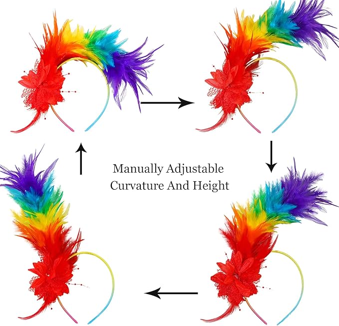 Feathers Fascinator Headband 1920s Queen Headpiece Fascinators Hats for Women Tea Party Flower Headpiece