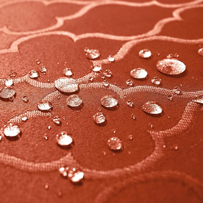 SASTYBALE Rust Red Damask Jacquard Tablecloth - 60x102 Inch Rectangle/Oblong (8-10 Seats) - Water Resistant, Wrinkle-Free Durable Fabric - Fall Thanksgiving & Christmas Daily Table Cover