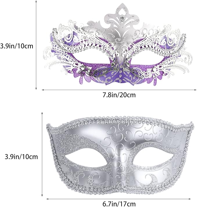 Coddsmz Couple Masquerade Mask Set - Venetian & Mardi Gras Mask for Women & Men