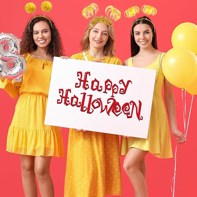 Censen 24 Pcs Pom Pom Headband Tinsel Wrapped Ponytail Head Bopper Costume Headwear Halloween Party Accessory