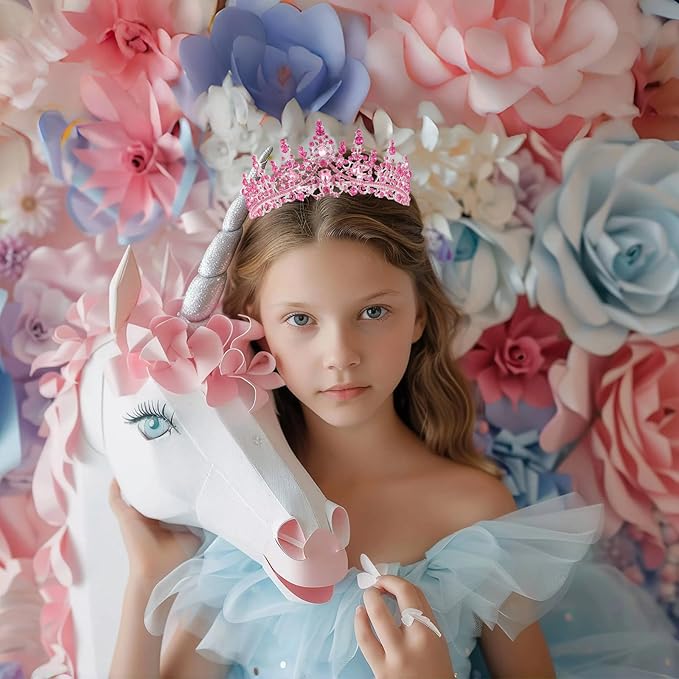 Schmoopy Tiara Crown for Women, Hair Accessories for Party Wedding (B-Pink)