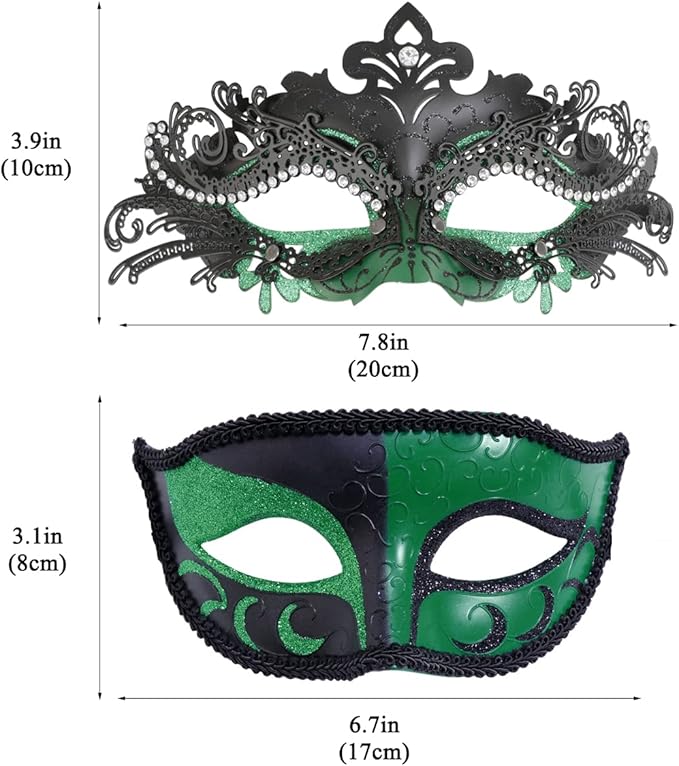 Coddsmz Couple Masquerade Mask Set - Venetian & Mardi Gras Mask for Women & Men