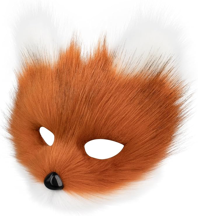 Adolala Faux Fur Fox Tail Cat Wolf Set Plush Mask Fluffy Paw Gloves Halloween Christmas Party for Women